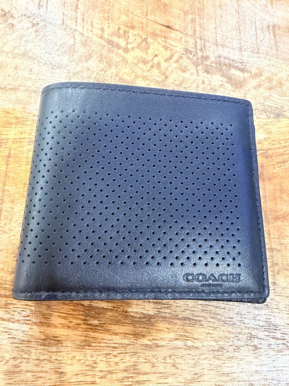 Coach Perforated Leather Bifold Wallet - Black